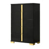 Queen Bedroom Set | Black & Gold | 4 Piece Set with Chest | Dresser | & Nightst&