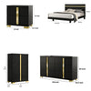 Queen Bedroom Set | Black & Gold | 4 Piece Set with Chest | Dresser | & Nightst&