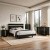 Queen Bedroom Set | Black & Gold | 4 Piece Set with Chest | Dresser | & Nightst&