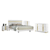 Queen Bedroom Set | White & Gold | 4 Piece Set with Chest | Dresser | & Nightst&
