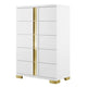 Queen Bedroom Set | White & Gold | 4 Piece Set with Chest | Dresser | & Nightst&