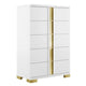 Queen Bedroom Set | White & Gold | 4 Piece Set with Chest | Dresser | & Nightst&