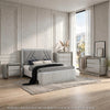Queen Bedroom Set | Gray & Silver | 4 Piece Set with Chest | Dresser | & Nightst&