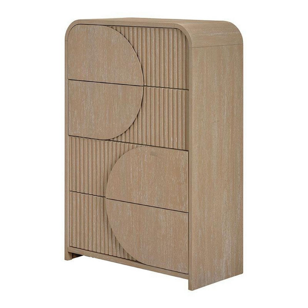 Queen Bedroom Set | Natural Brown | 4 Piece Set with Chest | Dresser | & Nightst&