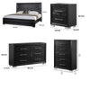 Queen Bedroom Set | Black | Chrome | & Nickel | 4 Piece Set with Chest | Dresser | & Nightst&
