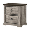 King Bedroom Set | Light Gray | Dark Brown | Black Wood | 2 Piece Set with Nightst&