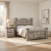 King Bedroom Set | Light Gray | Dark Brown | Black Wood | 2 Piece Set with Nightst&