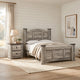 King Bedroom Set | Light Gray | Dark Brown | Black Wood | 2 Piece Set with Nightst&