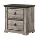 King Bedroom Set, Light Gray, Dark Brown, Black Wood, 3 Piece Set with 2 Nightstands