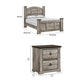 King Bedroom Set, Light Gray, Dark Brown, Black Wood, 3 Piece Set with 2 Nightstands
