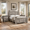 King Bedroom Set, Light Gray, Dark Brown, Black Wood, 3 Piece Set with 2 Nightstands