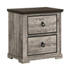 Queen Bedroom Set | Light Gray | Dark Brown | Black Wood | 2 Piece Set with Nightst&