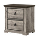 Queen Bedroom Set | Light Gray | Dark Brown | Black Wood | 2 Piece Set with Nightst&