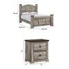 Queen Bedroom Set | Light Gray | Dark Brown | Black Wood | 2 Piece Set with Nightst&