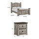 Queen Bedroom Set | Light Gray | Dark Brown | Black Wood | 2 Piece Set with Nightst&