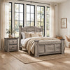 Queen Bedroom Set | Light Gray | Dark Brown | Black Wood | 2 Piece Set with Nightst&
