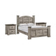 Queen Bedroom Set, Light Gray, Dark Brown, Black Wood, 3 Piece Set with 2 Nightstands