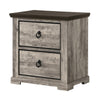 Queen Bedroom Set, Light Gray, Dark Brown, Black Wood, 3 Piece Set with 2 Nightstands
