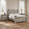 Queen Bedroom Set, Light Gray, Dark Brown, Black Wood, 3 Piece Set with 2 Nightstands