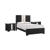 King Bedroom Set | Black | White | Silver Wood | 3 Piece Set with 2 Nightst&s