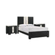 King Bedroom Set | Black | White | Silver Wood | 3 Piece Set with 2 Nightst&s