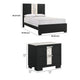 King Bedroom Set | Black | White | Silver Wood | 3 Piece Set with 2 Nightst&s