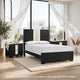 King Bedroom Set | Black | White | Silver Wood | 3 Piece Set with 2 Nightst&s