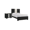 King Bedroom Set | Black | White | Silver Wood | 2 Piece Set with Nightst&