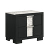 King Bedroom Set | Black | White | Silver Wood | 2 Piece Set with Nightst&