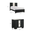 King Bedroom Set | Black | White | Silver Wood | 2 Piece Set with Nightst&