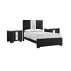 Queen Bedroom Set, Black, White, Silver Wood, 3 Piece Set with 2 Nightstands