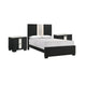 Queen Bedroom Set, Black, White, Silver Wood, 3 Piece Set with 2 Nightstands