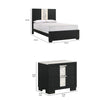 Queen Bedroom Set, Black, White, Silver Wood, 3 Piece Set with 2 Nightstands