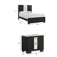 Queen Bedroom Set, Black, White, Silver Wood, 3 Piece Set with 2 Nightstands