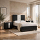 Queen Bedroom Set, Black, White, Silver Wood, 3 Piece Set with 2 Nightstands