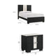 Queen Bedroom Set | Black | White | Silver Wood | 2 Piece Set with Nightst&