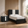 Queen Bedroom Set | Black | White | Silver Wood | 2 Piece Set with Nightst&
