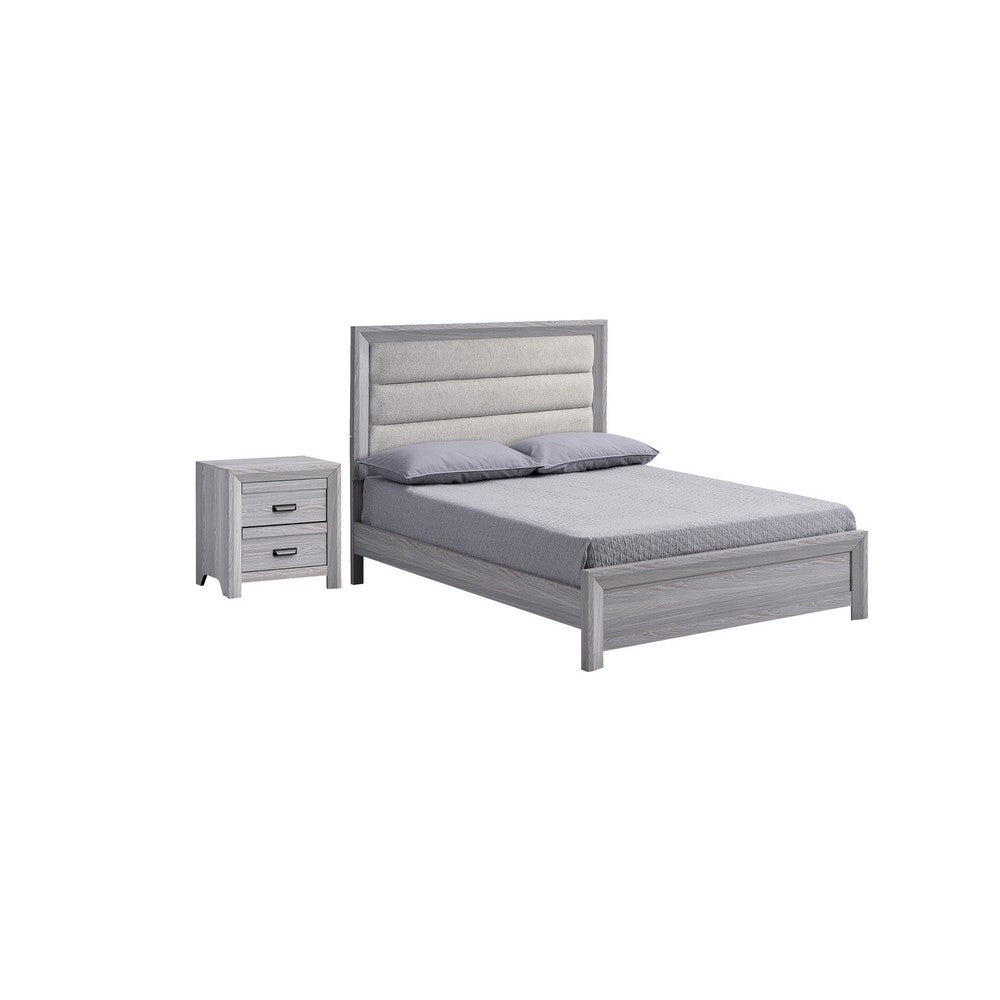 Full Bedroom Set | Driftwood Gray | Cream | Black Wood | 2 Piece Set with Nightst&