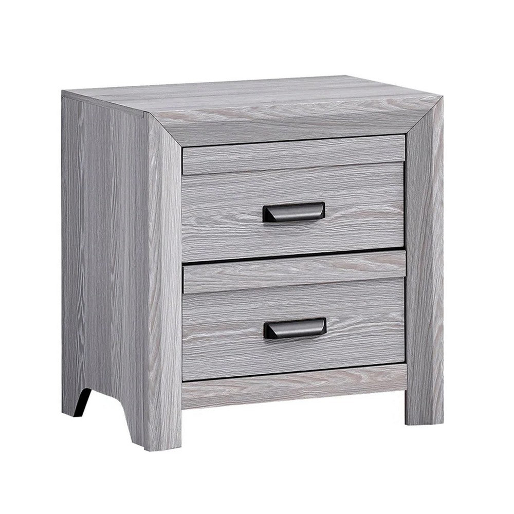 Full Bedroom Set | Driftwood Gray | Cream | Black Wood | 2 Piece Set with Nightst&