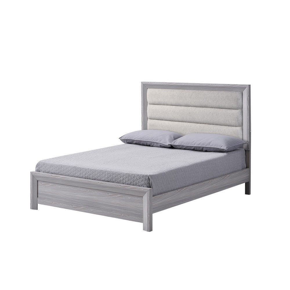 Full Bedroom Set | Driftwood Gray | Cream | Black Wood | 2 Piece Set with Nightst&