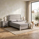 Full Bedroom Set | Driftwood Gray | Cream | Black Wood | 2 Piece Set with Nightst&