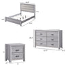 Full Bedroom Set | Driftwood Gray | Cream | Black Wood | 3 Piece Set with Nightst& & Dresser