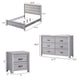 Full Bedroom Set | Driftwood Gray | Cream | Black Wood | 3 Piece Set with Nightst& & Dresser