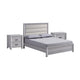 Queen Bedroom Set | Driftwood Gray | Cream | Black Wood | 3 Piece Set with 2 Nightst&s