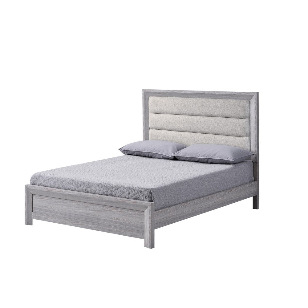 Queen Bedroom Set | Driftwood Gray | Cream | Black Wood | 3 Piece Set with 2 Nightst&s