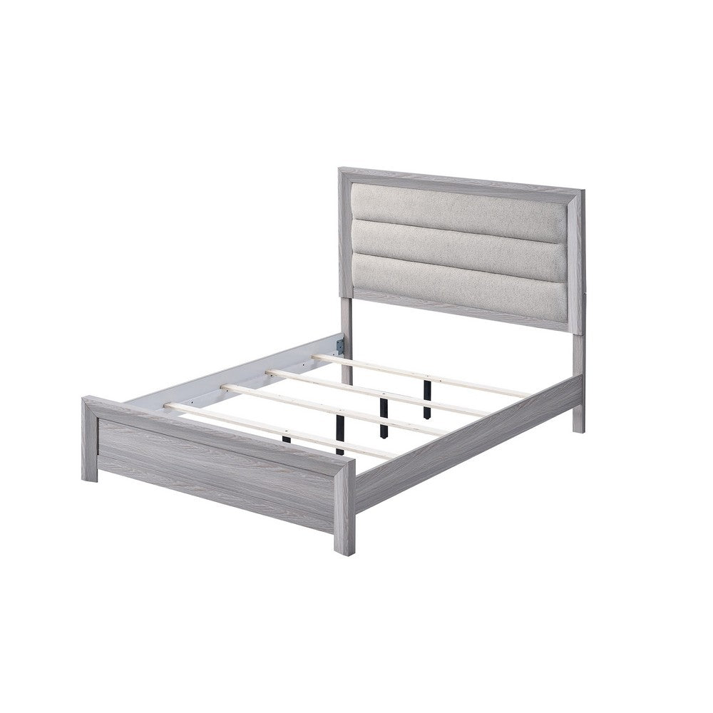 Queen Bedroom Set | Driftwood Gray | Cream | Black Wood | 3 Piece Set with 2 Nightst&s