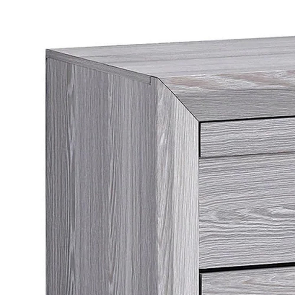 Queen Bedroom Set | Driftwood Gray | Cream | Black Wood | 3 Piece Set with 2 Nightst&s