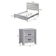 Queen Bedroom Set | Driftwood Gray | Cream | Black Wood | 3 Piece Set with 2 Nightst&s