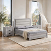 Queen Bedroom Set | Driftwood Gray | Cream | Black Wood | 3 Piece Set with 2 Nightst&s