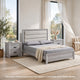 Queen Bedroom Set | Driftwood Gray | Cream | Black Wood | 3 Piece Set with 2 Nightst&s